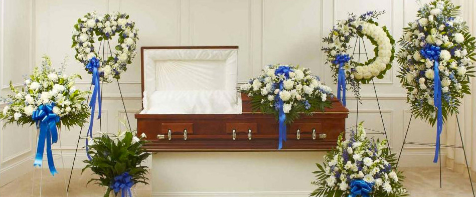 Blue Sympathy Funeral Flower Arrangements