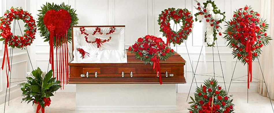 Red Sympathy Funeral Flower Arrangements