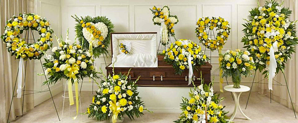 Yellow Sympathy Funeral Flower Arrangements