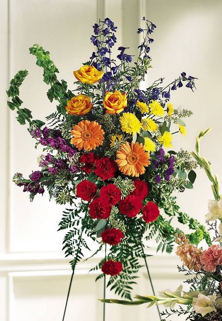 Colorful Standing Spray h1957 | Funeral Flowers Delivery in