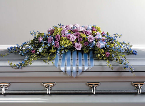 Delphinium Lavender Full Couch Rose Casket Spray H3007 Funeral