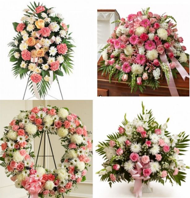 Pink & White Funeral Flower Package h3371 | Funeral Flowers