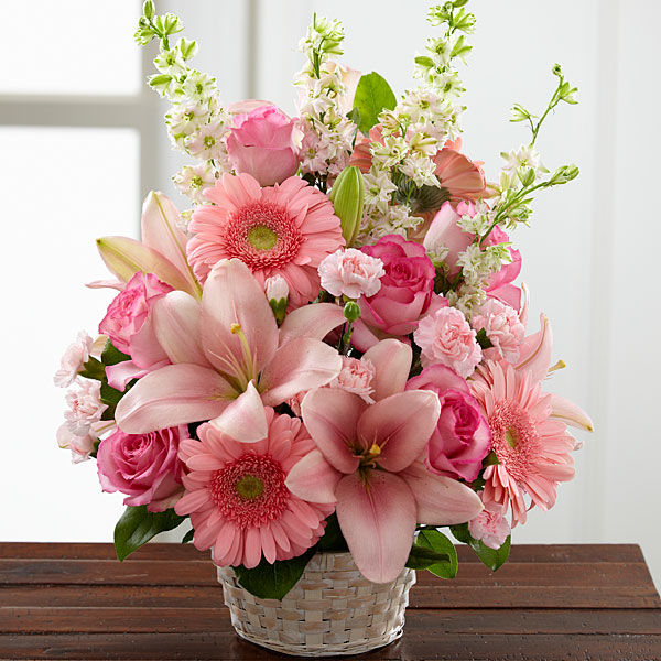 The FTD Whispering Love Arrangement h1387 Funeral Flowers Delivery in