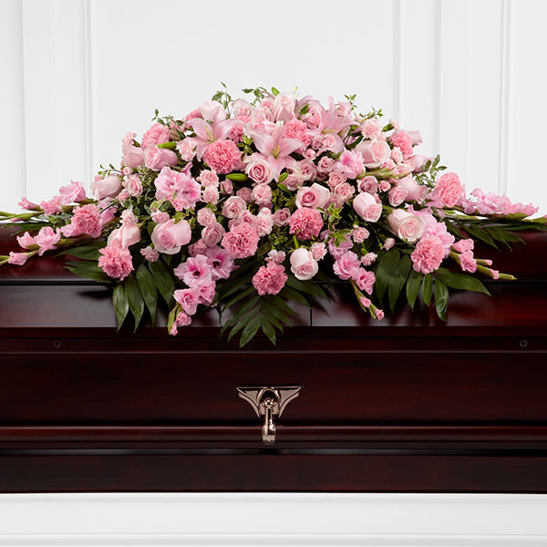 The FTD Sweetly Rest Casket Spray h1389 Funeral Flowers Delivery in