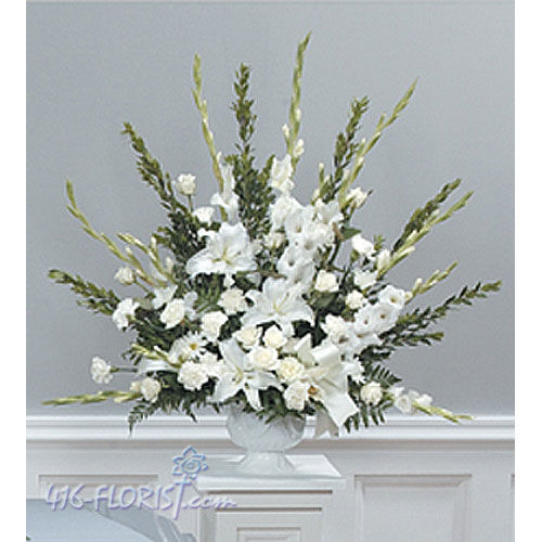 White Sympathy Arrangement h1944 Funeral Flowers Delivery in Toronto