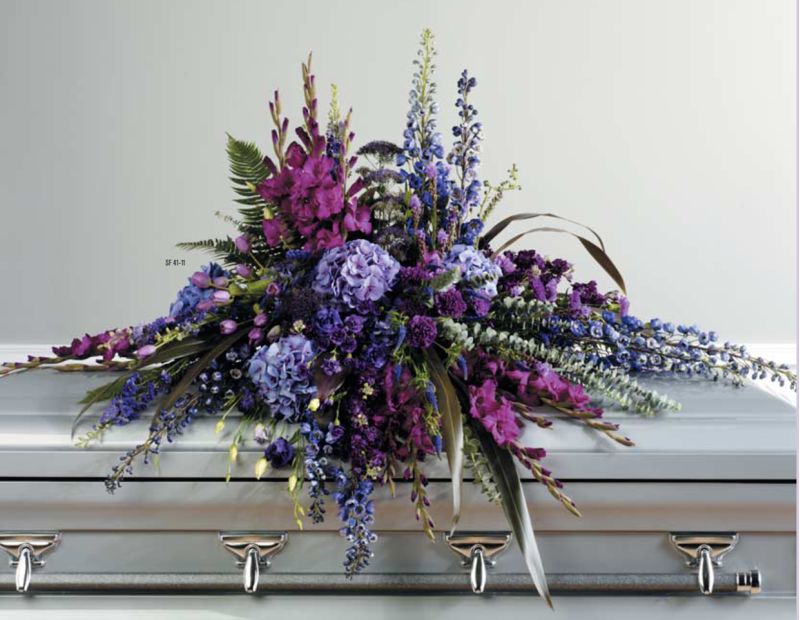 Graceful Purple Casket Flower Spray h2482 Funeral Flowers Delivery in