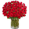 100 Red Roses, Large Clear Vase